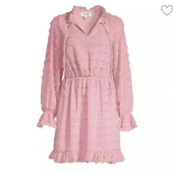 HL AFFAIR Women’s Medium Romantic Mini Dress Ruffle-Trim Textures Pink - Picture 1 of 9